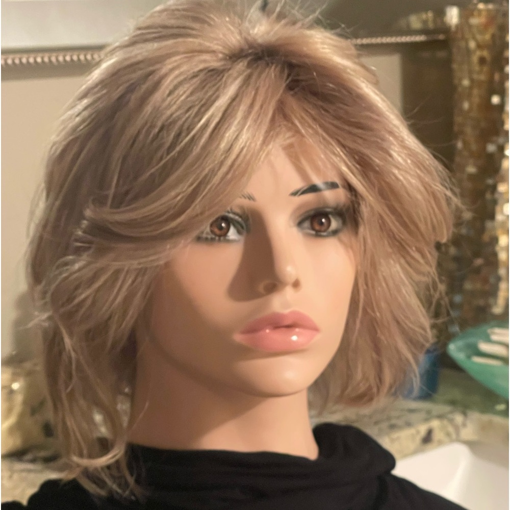 100% Human Hair Wig Ash Blonde Highlights